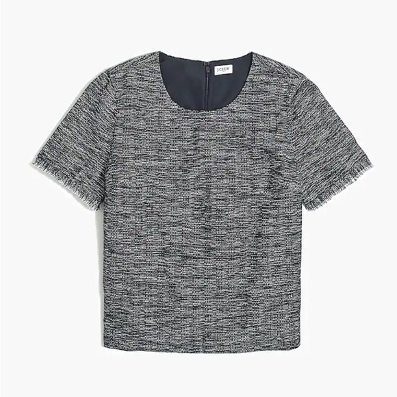 J.Crew Factory Tweed Short Sleeve Top Navy and White - Picture 7 of 9
